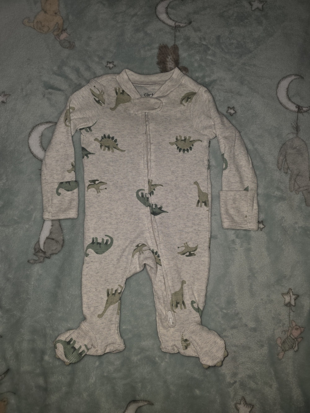 🦖 Carter's Baby Green Dinosaur Footed One-Piece Newborn